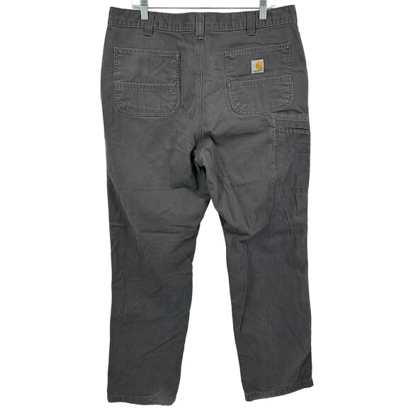Men's Carhartt Fleece Lined Canvas Pants sz 38x32 Relaxed Fit Gray 103342-039 - Picture 6 of 8